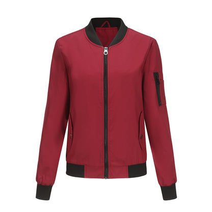Women's Trench Coat Spring and Autumn Thin Flight Jacket Women's Casual Long Sleeve Coat Women's Loose Lapel Baseball Uniform