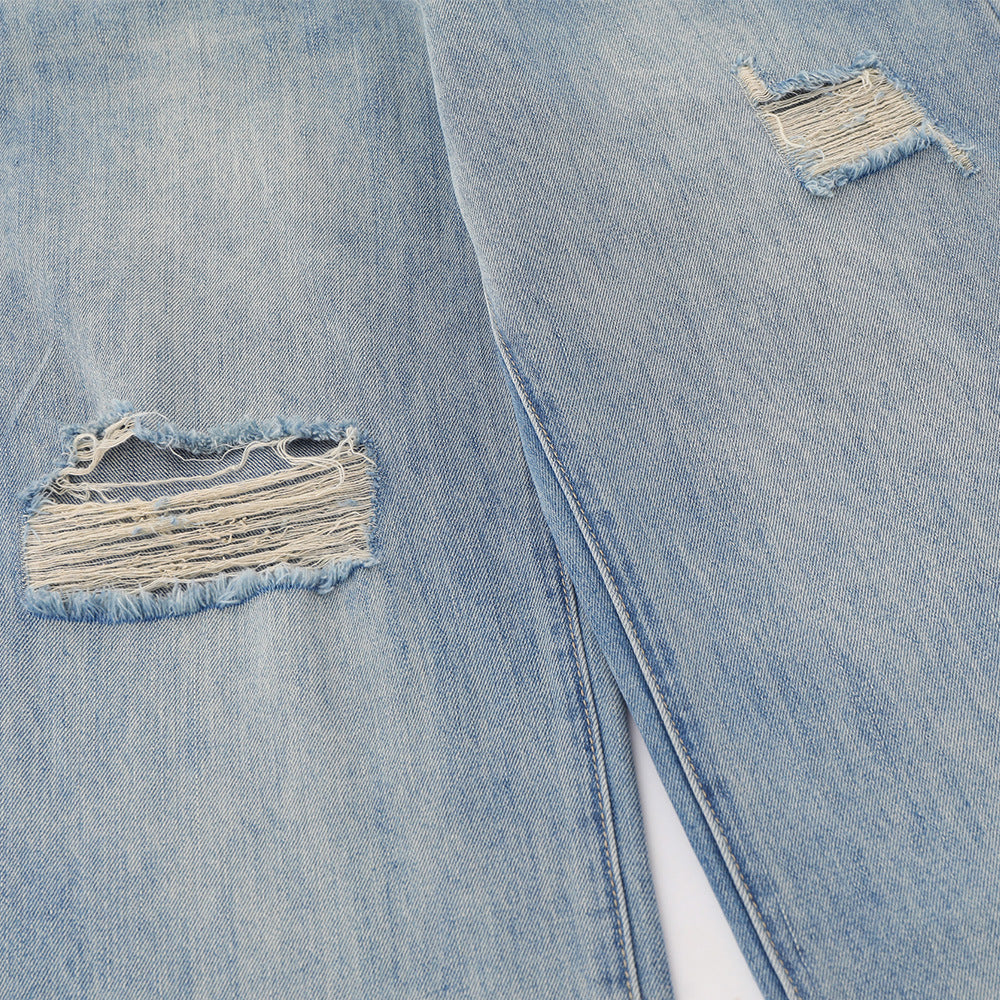 Women Pants Ripped Straight Jeans Wide Leg Loose Trousers