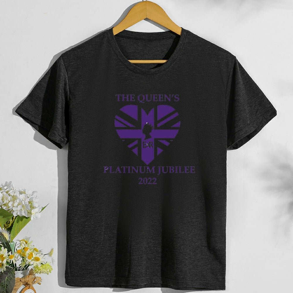 Inspired by Queen's Platinum Jubilee 2022 Elizabeth 70 Years T-shirt Printed Letters British Style T-shirt Short Sleeve