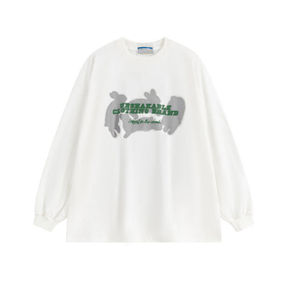 Men Long Sleeve T-Shirt Letter Printing Casual Loose round Neck Base