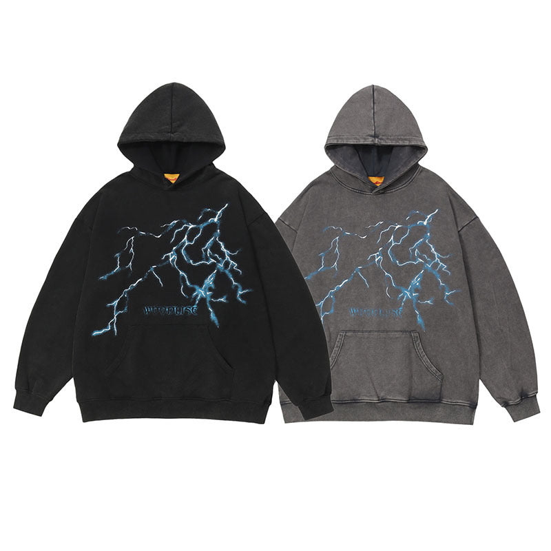 Men Hoodie Hip Hop Wash Oversize Hooded Sweater Vintage Sports Sweater for Men and Women