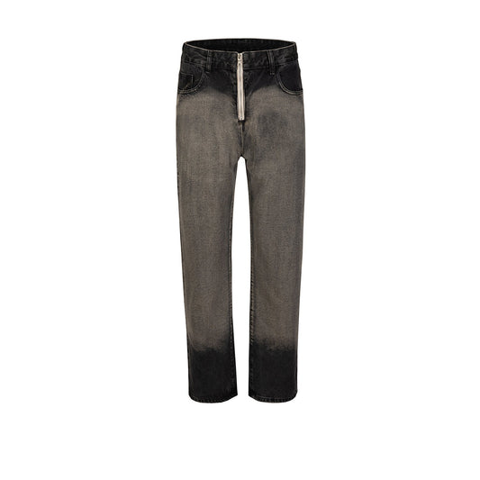 MIJKO Men's Vintage Pants MIJKO Men's Women's Washed Old Trousers Zipper Jeans