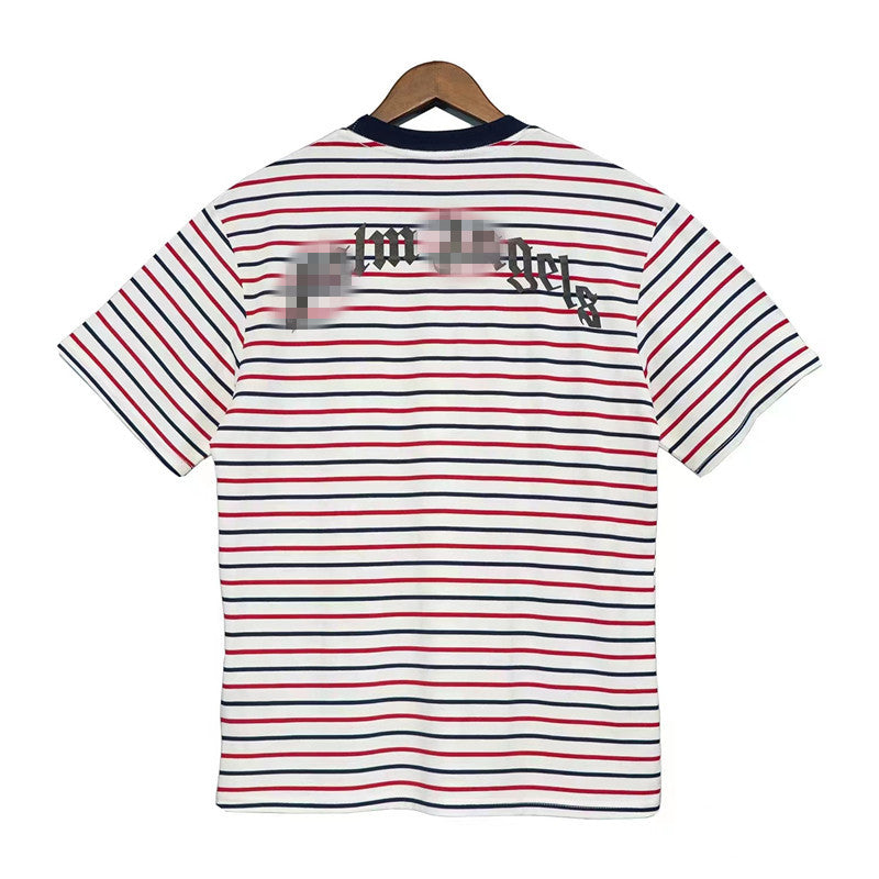 Palm Angle T Shirts Red and Black Stripes Couple
