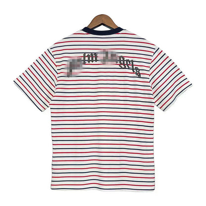 Palm Angle T Shirts Red and Black Stripes Couple