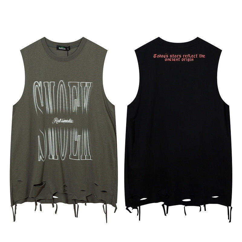 Men Vest Hiphop Loose Sleeveless T-shirt Sports Top