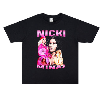 Rock Star T Shirt Nicki Minaj Nicki Minaj Washed Distressed T-shirt Short Sleeve
