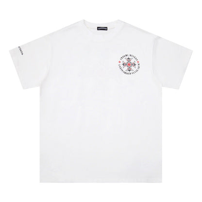 CHH Chrome Heart T Shirts Red Cross Sanskrit Letter Short Sleeve T-Shirt