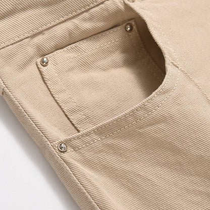 Men Sweatpants Leg Zipper Workwear Casual Pants Baggy Straight Trousers Solid Color Wide Leg Trousers