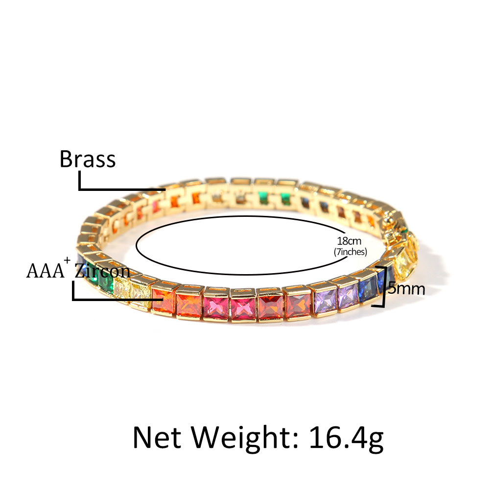 Bracelet Bracelet Copper with Colored Zircon Tennis Spectrum St. Valentine's
