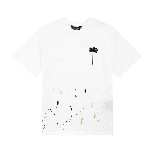 Palm Angle T Shirts Hand-Painted Splash-Ink Palm Tree Printing Men and Women