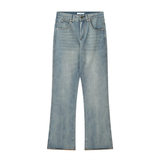 Men Jeans Solid Color Polished White Horn Loose