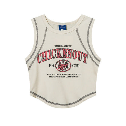 Women Vest Vintage Cropped Short Camisole Thread Fitted Top