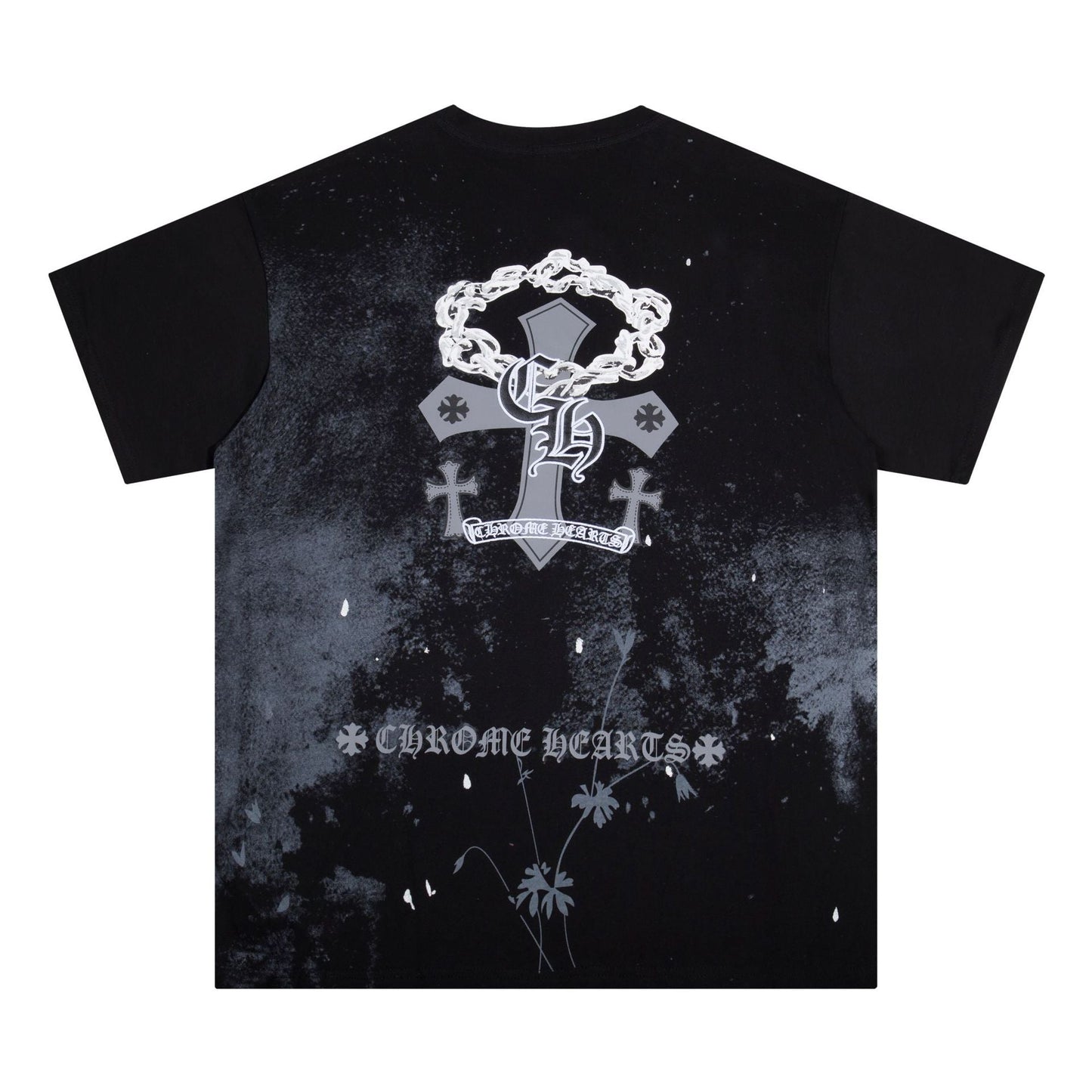 CHH Chrome Heart T Shirts Starry Sky Inkjet Leather Short Sleeve T-Shirt