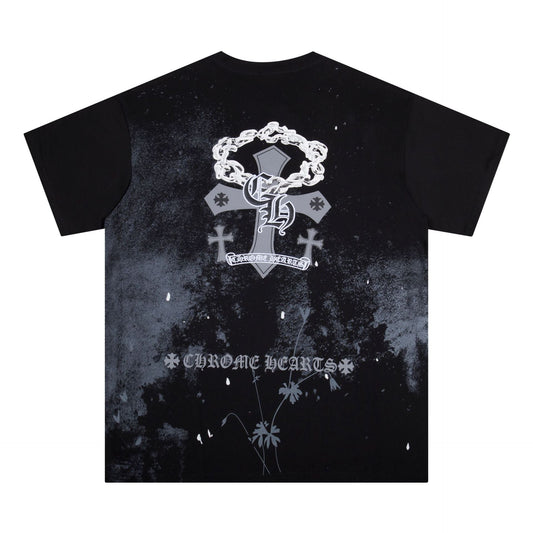 CHH Chrome Heart T Shirts Starry Sky Inkjet Leather Short Sleeve T-Shirt
