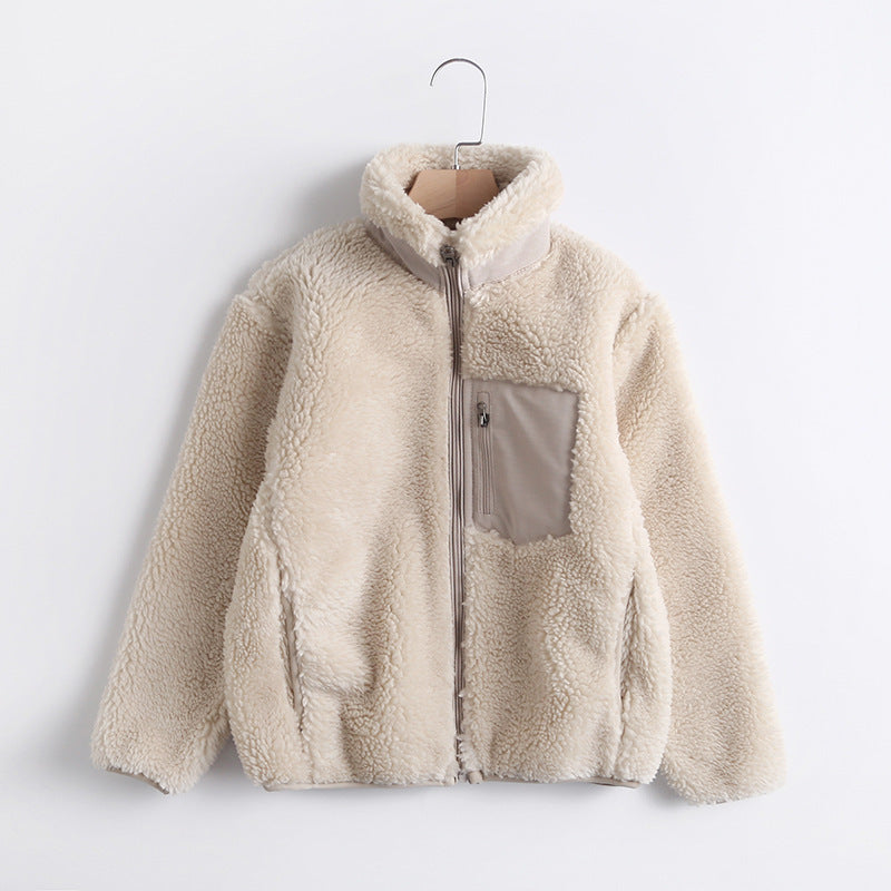 Women Cotton Coat Polar Fleece Winter Thermal Zipper Fleece-Lined Thicken Children