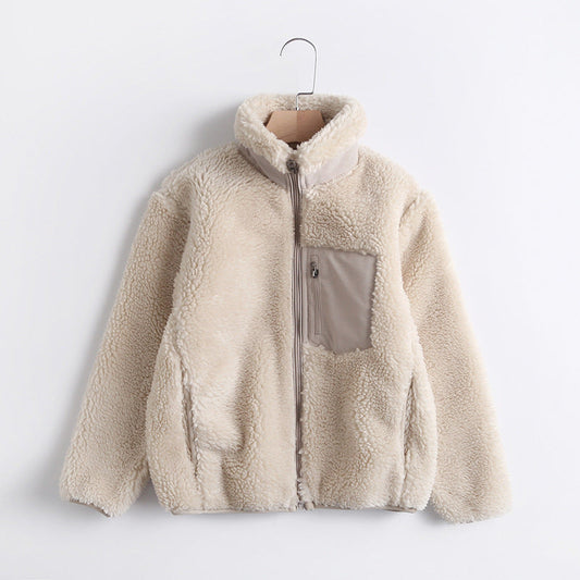 Women Cotton Coat Polar Fleece Winter Thermal Zipper Fleece-Lined Thicken Children