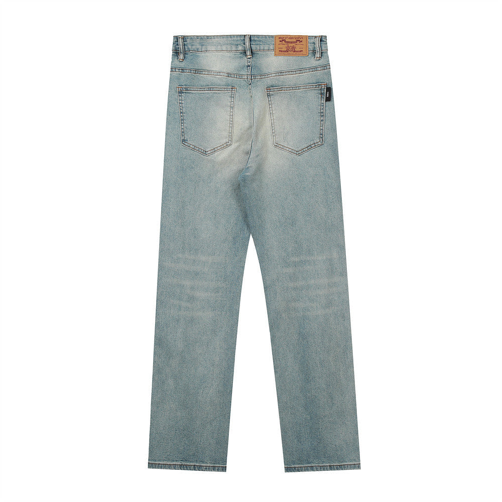 Men Jeans Loose Casual Hand Frayed Distressed