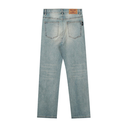 Men Jeans Loose Casual Hand Frayed Distressed