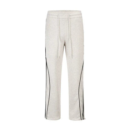 Men Sweatpants Sports Casual Pants Side Striped Stitching Elastic Waist Straight Sweatpants Loose Trousers