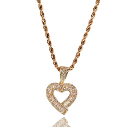 Jewelry T-Square Love Pendant Personality Trend Retro Copper Zircon St. Valentine's Spectrum Angel Pieces