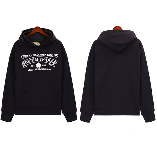Denim Tears Outfit:Hoodie/Sweatpants (Separate Purchase Options) Kapok Letter Hooded Sweater Trousers Sports Suit