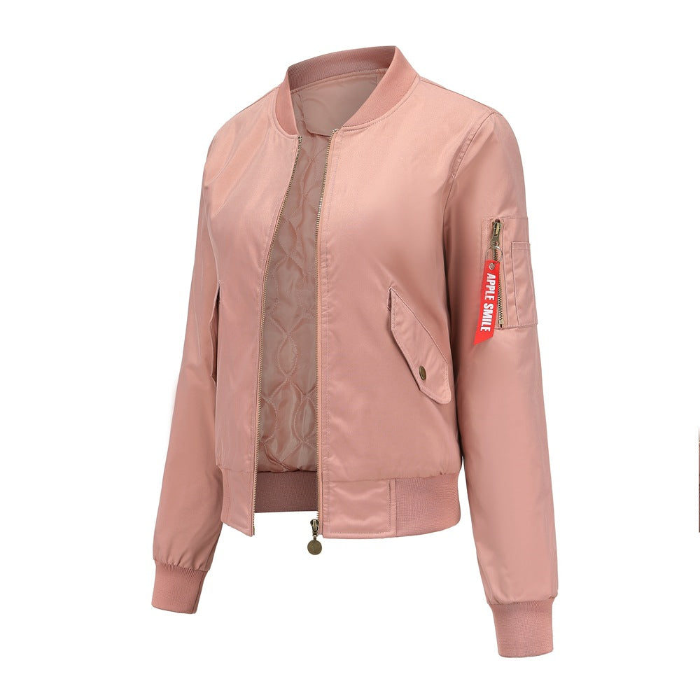 Women Trench Coat Bomber Jacket Women Baseball Jacket Spring and Autumn Flight Suit Long Sleeve Coat