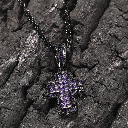 Jewelry Fashion T Square Zircon Pink Cross Necklace St. Valentine's   Spectrum