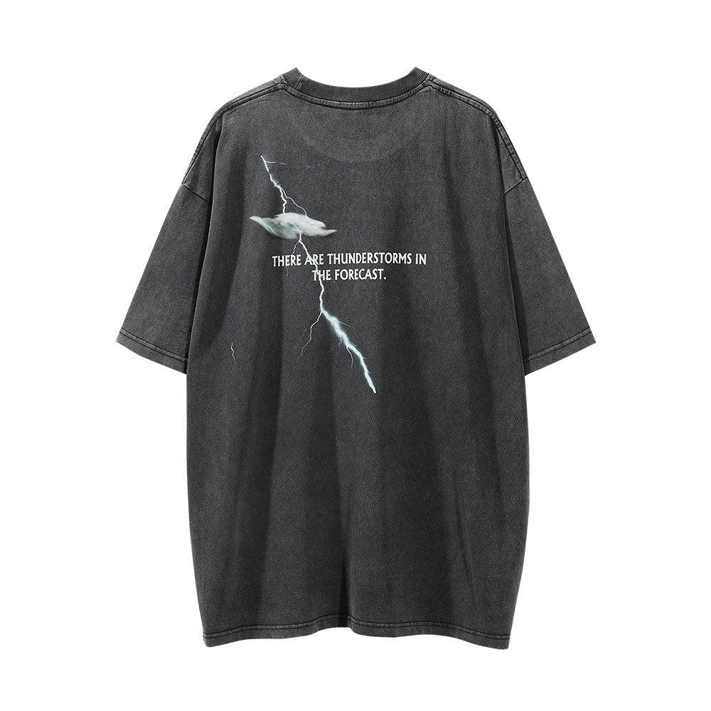 Men Vintage T-Shirt Printed Washed Distressed Short-Sleeved T-shirt Men's Loose round Neck