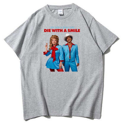 Lady Gaga Bruno Mars Die With A Smile T-shirt O-Neck Short