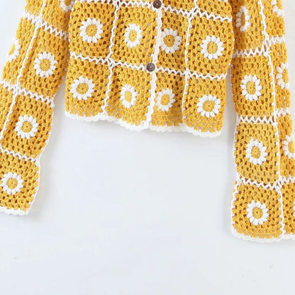 Women Sweater Knit Wear Hollow-out Crocheted Knitted Cardigan Jacket