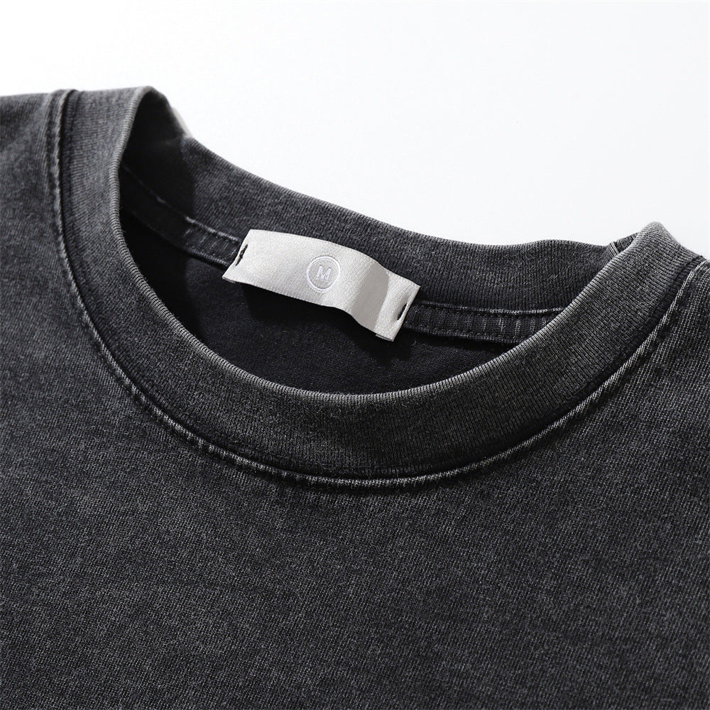 Men Long Sleeve T-Shirt Abstract Personality Print Distressed