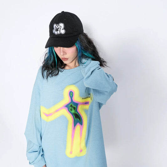 Men Long Sleeve T-Shirt Thermal Imaging Printing Loose Base Shirt