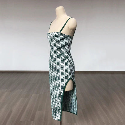 Women's Evening Dress Slim Fit Bandage One-Piece Dress Sling High Slit Dress