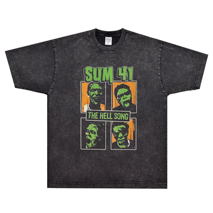 Rock Star T Shirt Sum 41 Does This Lookinfected T-shirt Rock Band American Style Vintage Short Sleeve
