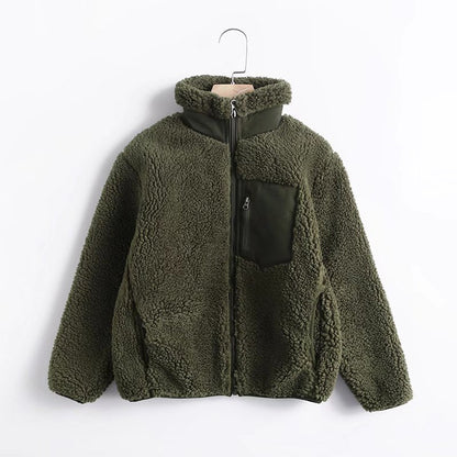 Women Cotton Coat Windproof Faux Cashmere Cardigan Coat for Children
