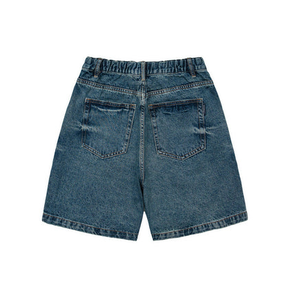 Men Shorts Vintage Casual Denim Shorts Straight Cargo Shorts Men