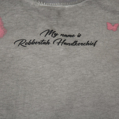 Men Long Sleeve T-Shirt Butterfly Print Distressed and Dirty