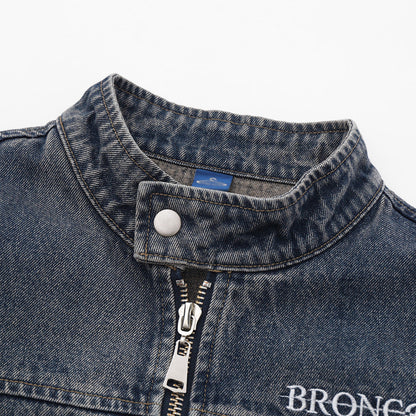 Men Jacket Coat Denim Jacket Men Washed and Worn Denim Cargo Pants Coat