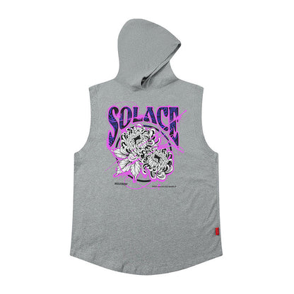 Men Vest Hip Hop Retro Hooded Vest Hip Hop Sleeveless T-shirt Men and Women