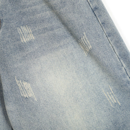 Men Shorts Denim Shorts Trendy Washed Worn Loose