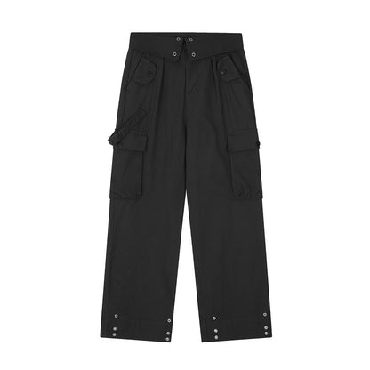 Men Sweatpants Multi-Pocket Straight Casual Loose-Fitting Wide-Leg Trousers