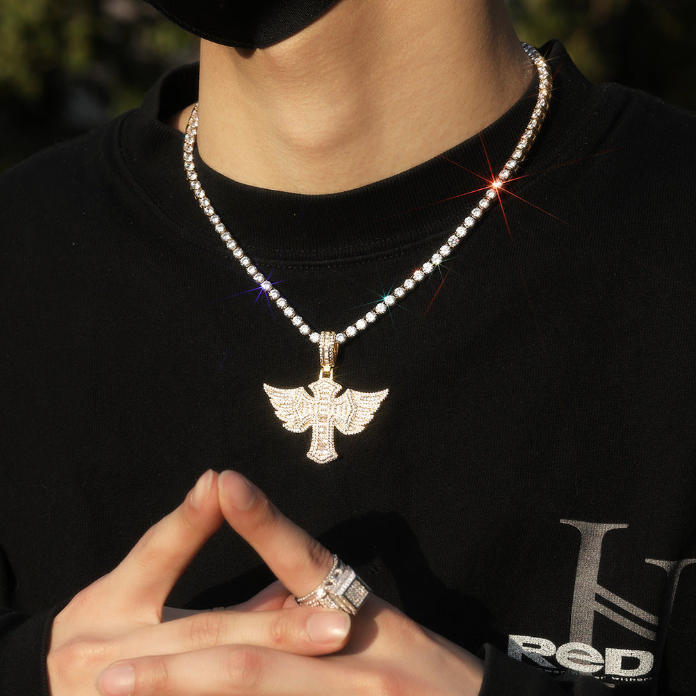 Jewelry Angel Wings Cross Diamond Pendant Fashion Angel Pieces Crosses Egypt Pieces Jesus Pieces St. Valentine's