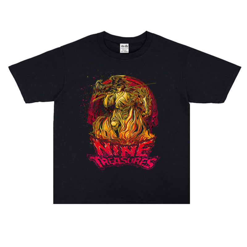 Rock Star T Shirt Nine Treasures Band Printed Short Sleeve