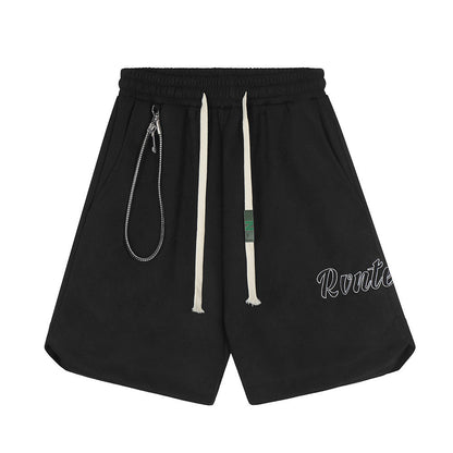 Men Shorts Summer Exercise Shorts Loose Casual Embroidery