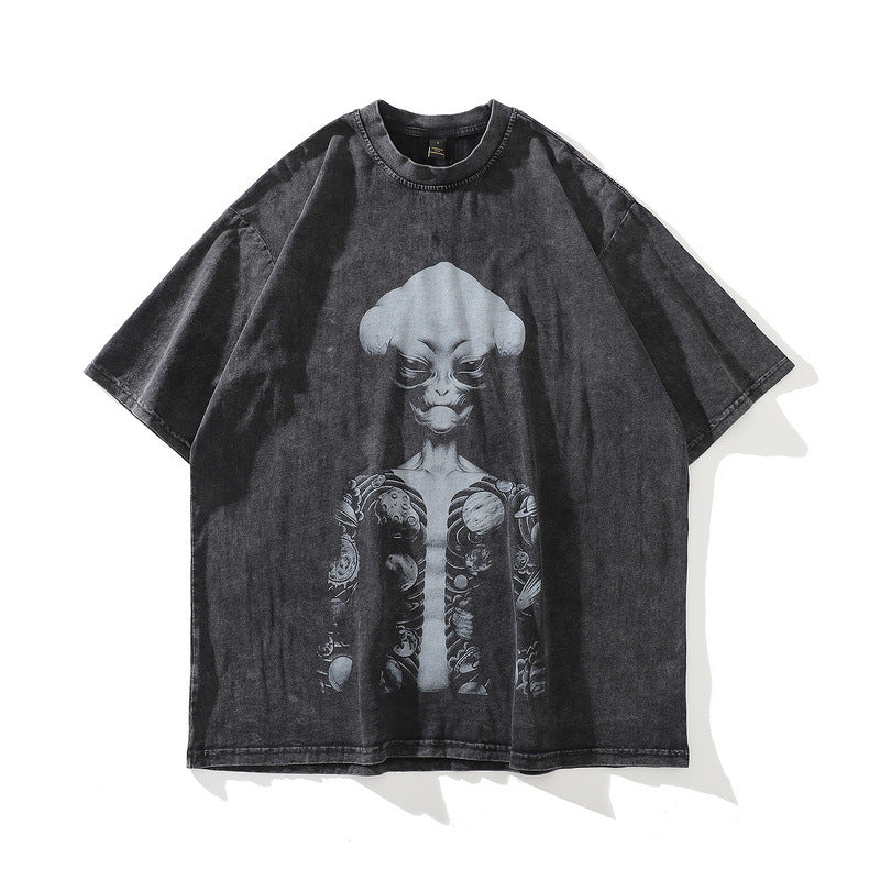 Men T-Shirt Retro T-shirt Summer Short Sleeve Men and Women Loose