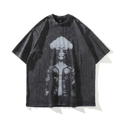 Men T-Shirt Retro T-shirt Summer Short Sleeve Men and Women Loose