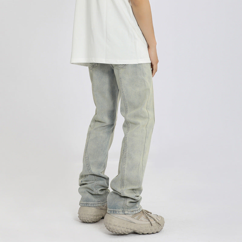 Men Jeans Vintage Straight Jeans Casual Flared Pants