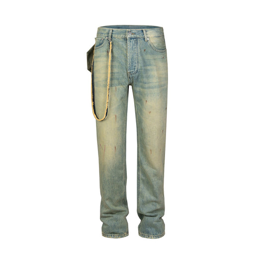 MIJKO Men's Vintage Pants MIJKO Men's Women's Washed Cow Trousers Ruined Pants Jeans