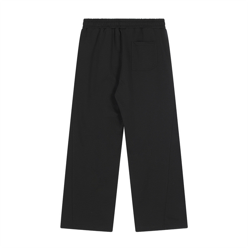 Men Sweatpants Solid Color Simple Exercise Casual Pants Straight Wide Leg Sweatpants