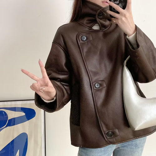 Women Cotton Coat Fashion Loose Jacket Leather
